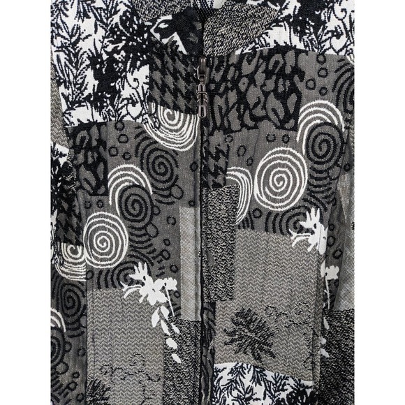 Molly & Maxx Jacket Petite Medium Patchwork Black White Animal Print - Picture 4 of 5